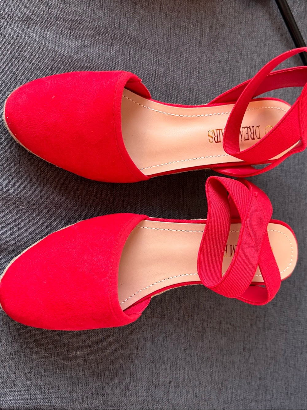Red Ankle Tie Espadrille Flats - Women's Casual Summer Shoes
